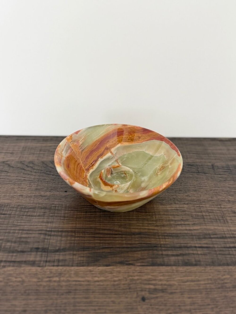 Vtg Onyx Marble Mid-Century Modern Boho Earthy Candle Holder Catchall Bowl Dish